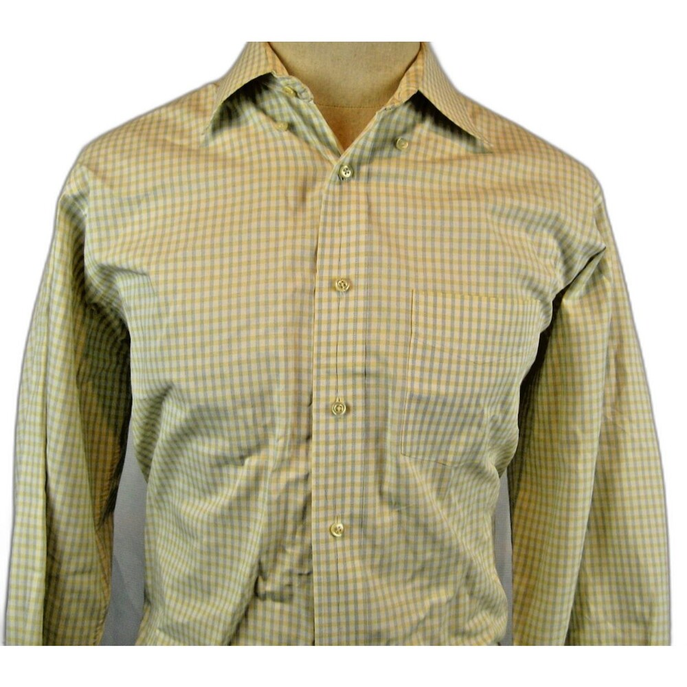 Mens FORSYTH OF CANADA 100% Cotton LS Blue Stripe Dress Shirt sz 15.5-R